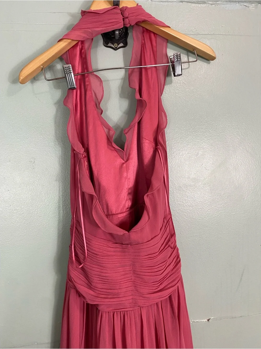 BHLDN Plunge Halter-Neck Chiffon Maxi Dress Size 4